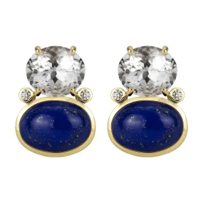 Earrings - Crystal, Lapis Lazuli And Diamond (2343E)