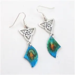 Earrings Hand Painted Turquoise Patina & Silver