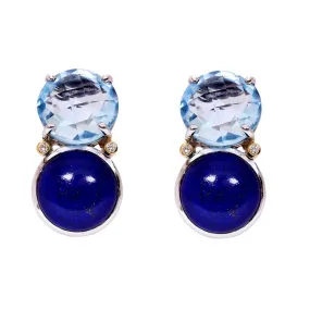 Earrings- Lapis Lazuli, Blue Topaz and Diamond  (38BM)