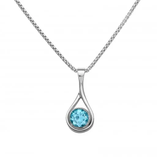 ED LEVIN STERLING SILVER BLUE TOPAZ DESIRE PENDANT NECKLACE