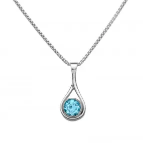 ED LEVIN STERLING SILVER BLUE TOPAZ DESIRE PENDANT NECKLACE