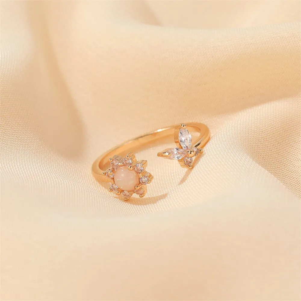 Elegant Floral Butterfly Ring