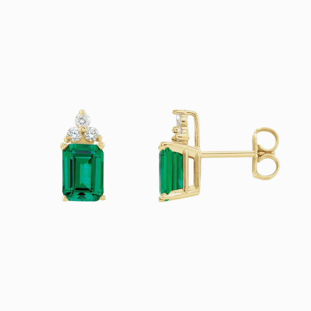 Emerald & Diamond Studs