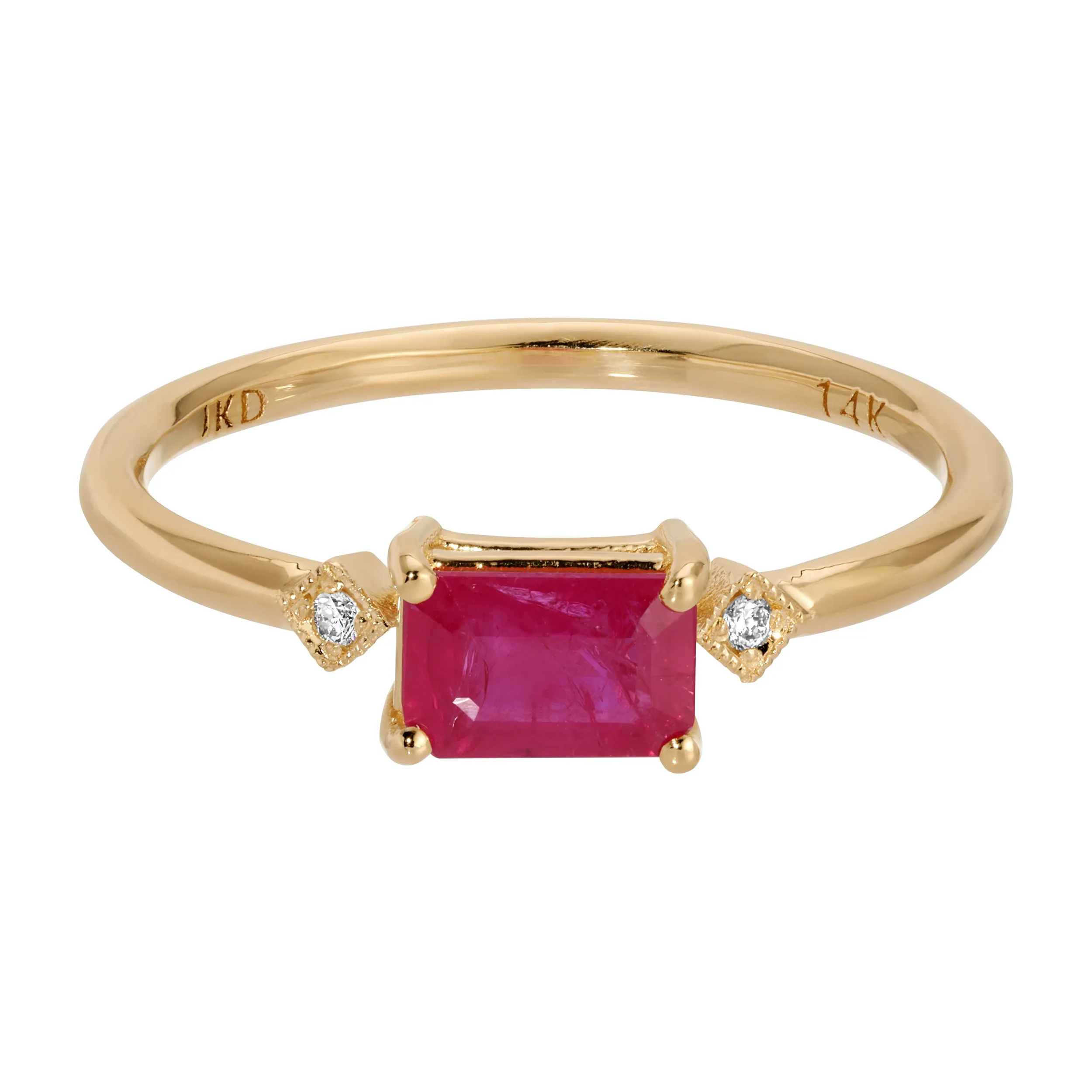 Emerald Cut Ruby Square Deco Ring