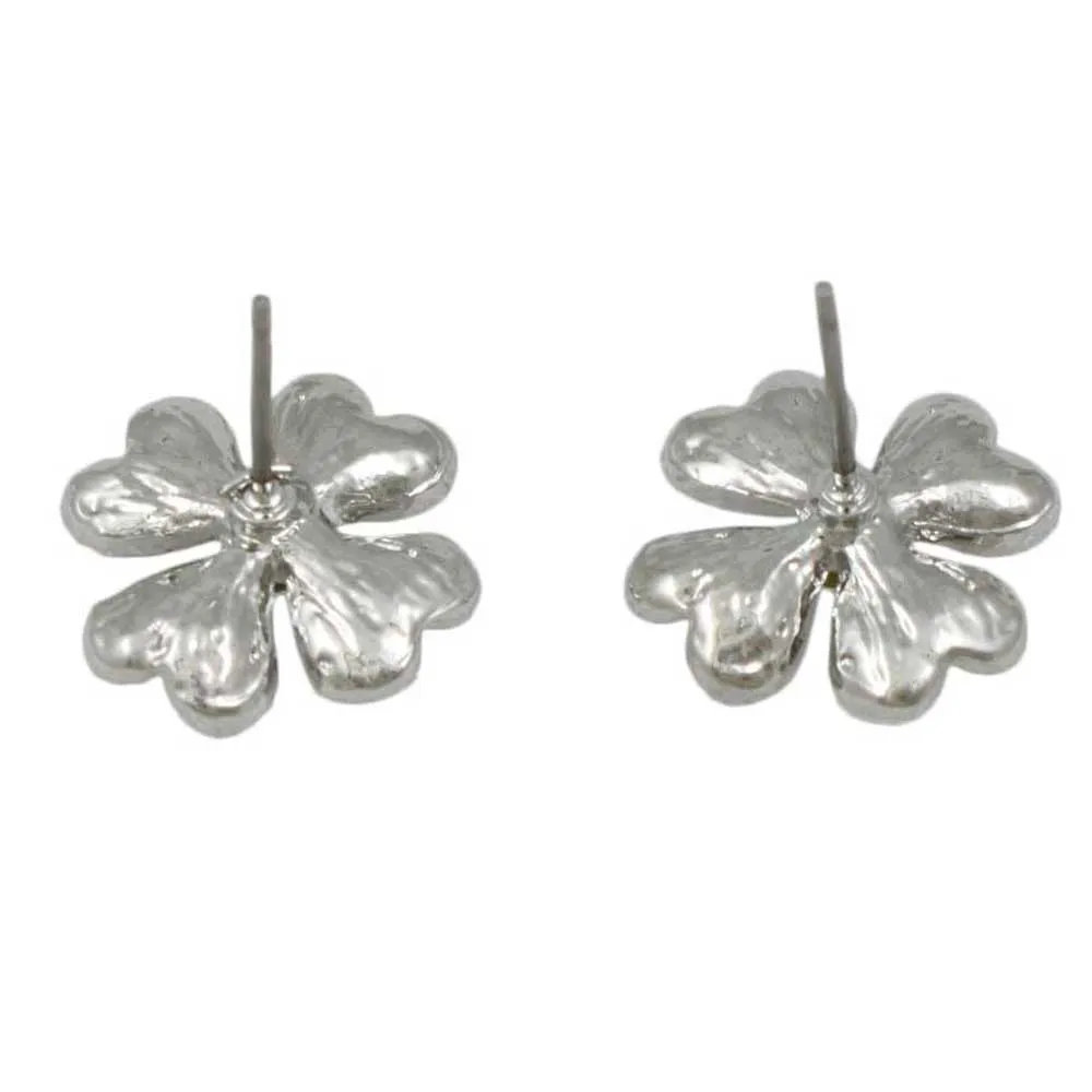 Emerald Green Crystal 4 Leaf Clover Pierced Earring - BTS603E