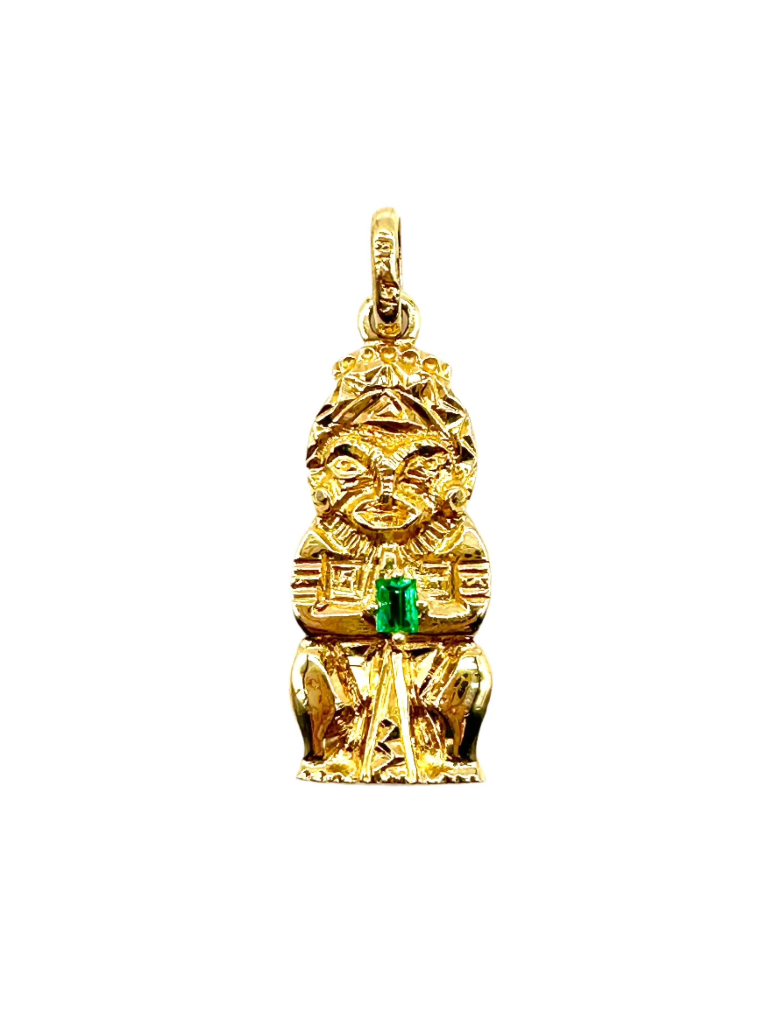 Emerald Mayan statue pendant