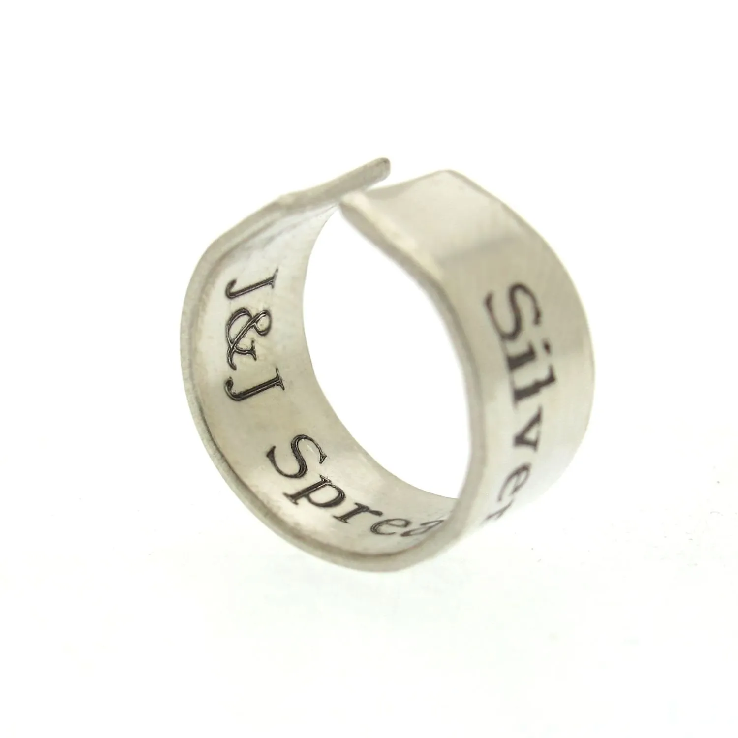 Engraved Sterling Silver Star Moon Ring