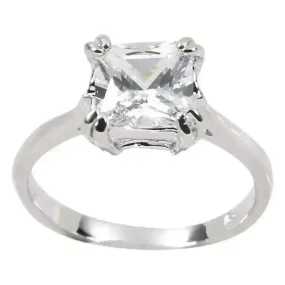 Eternal Radiance 1.08 Carat Princess Cut Sterling Silver Engagement Ring - Size 9