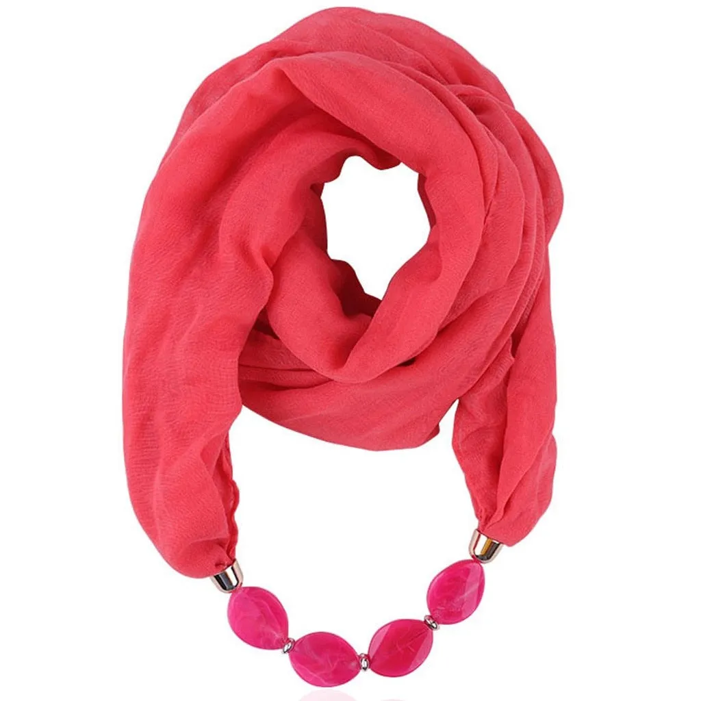 Fashion Scarf Ethnic Cotton Linen Solid Collar Tassel Gorgeous Beaded Pendants Jewelry Necklace Scarf Women Shawl Scarves