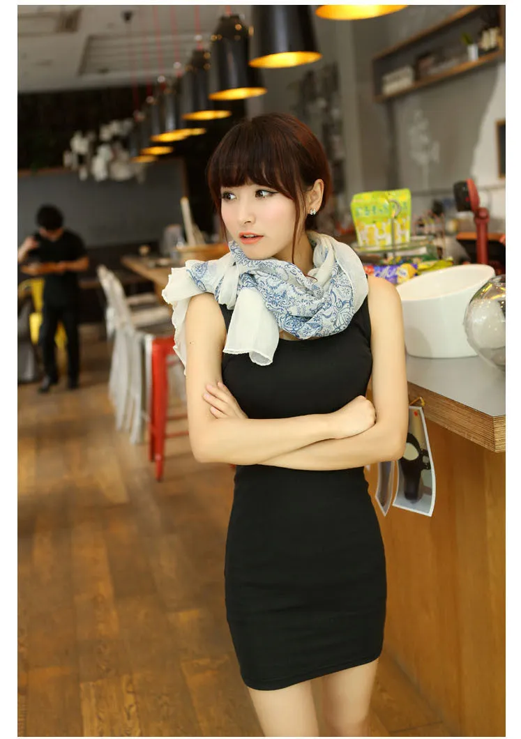 Fashion Totem female Korean version of the new chiffon and cotton scarf