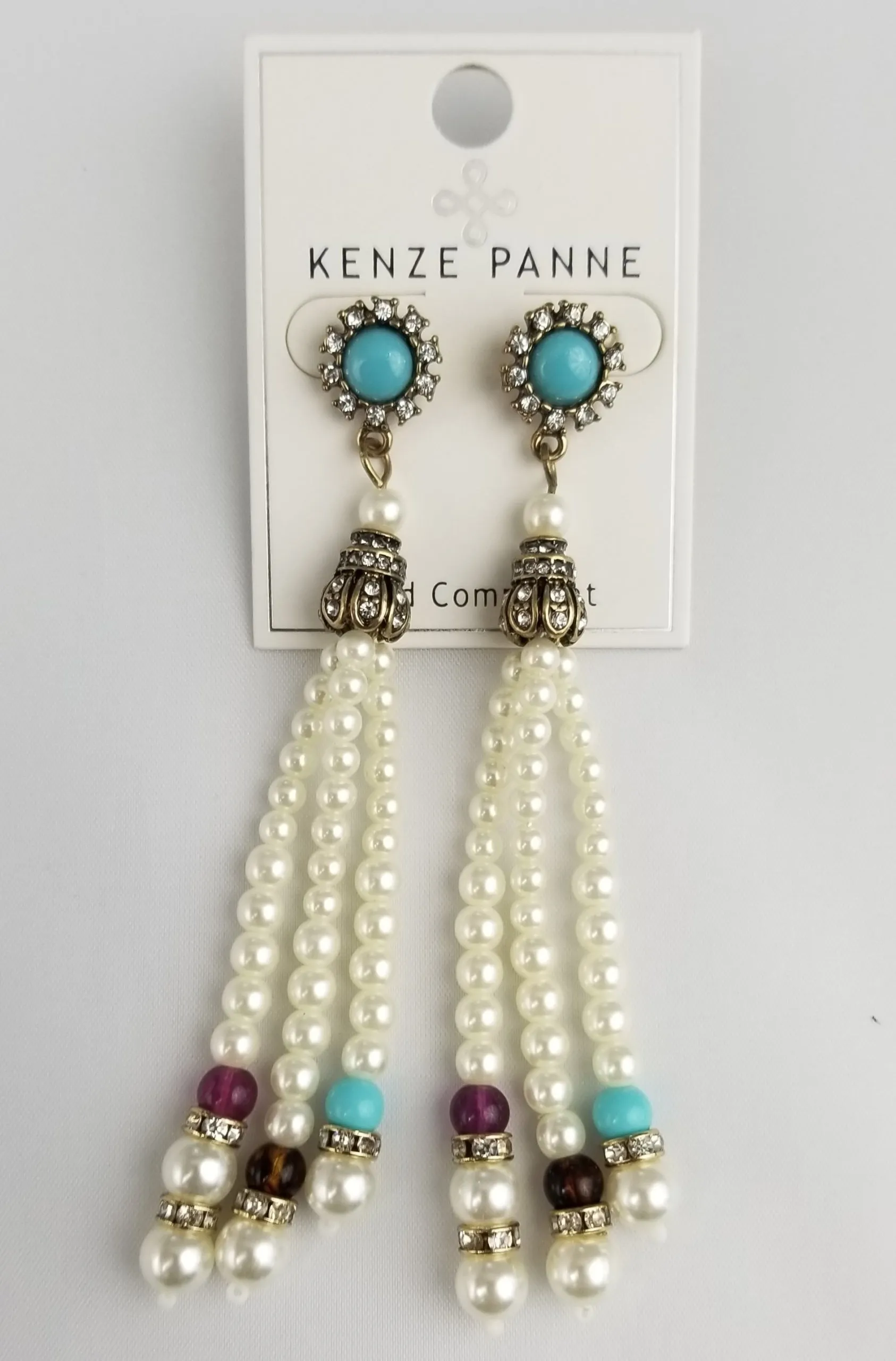 Faux-pearl and decorative bead earrings