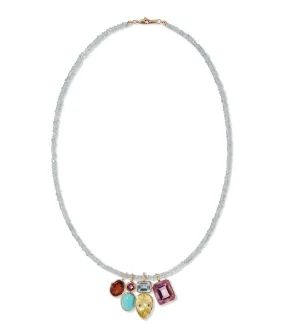 Fine Mood Charm Necklace in Aquamarine Oasis