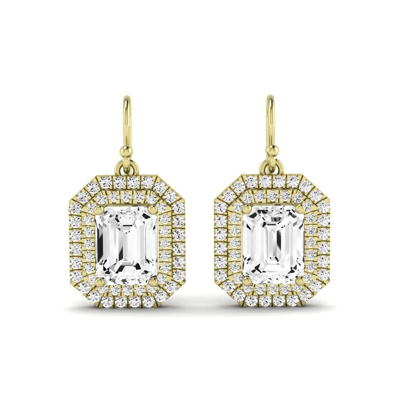 Forrest Emerald Cut Lab Diamond Halo Drop Earrings