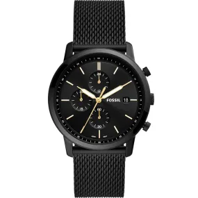 Fossil FS5943 Minimalist Black Stainless Steel Mesh Mens Watch