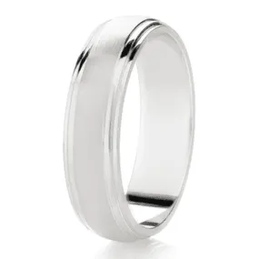 Gents matt centre stepped wedding band