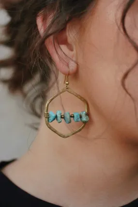 Geometric Earrings with Turquoise