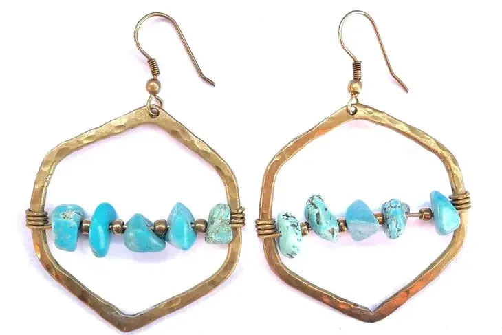 Geometric Earrings with Turquoise