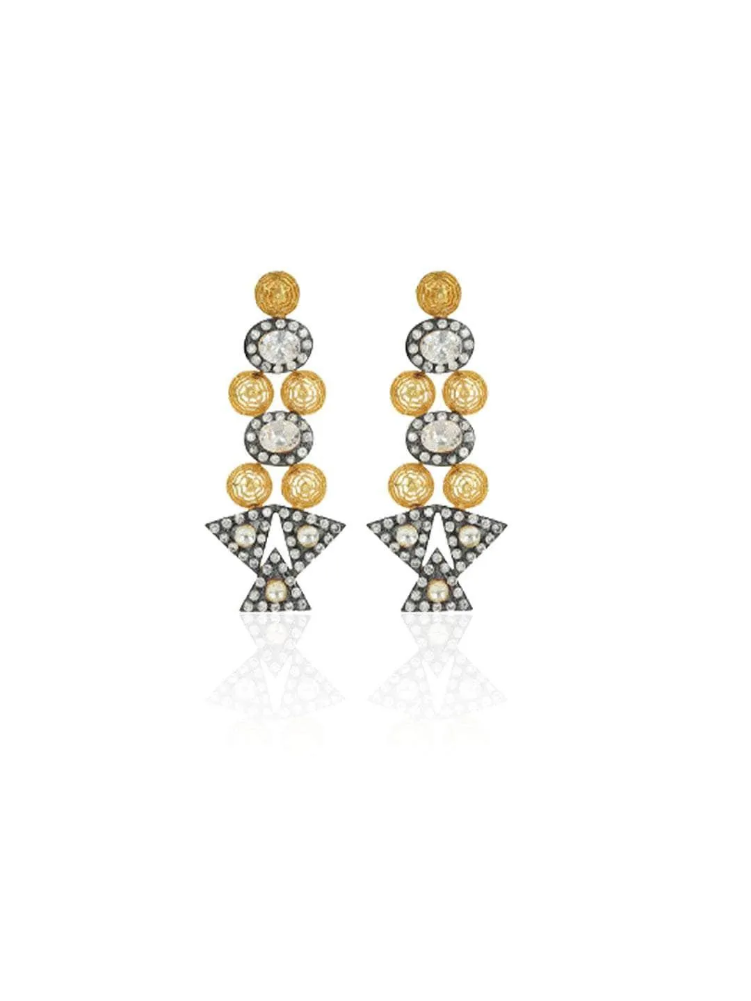 Geometric Two Toned Embellished Earring