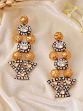 Geometric Two Toned Embellished Earring