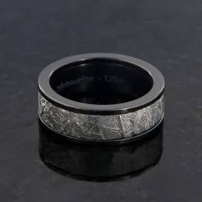 Gibeon Meteorite Wedding Band Black Zirconium Rings Mens Wedding Ring