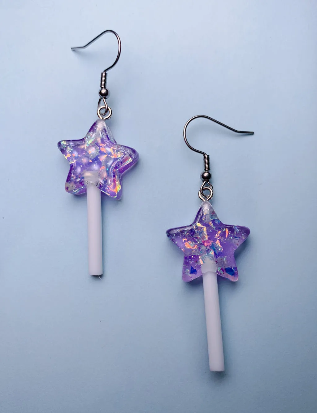 GLITTER STAR LOLLIPOP EARRINGS - PURPLE