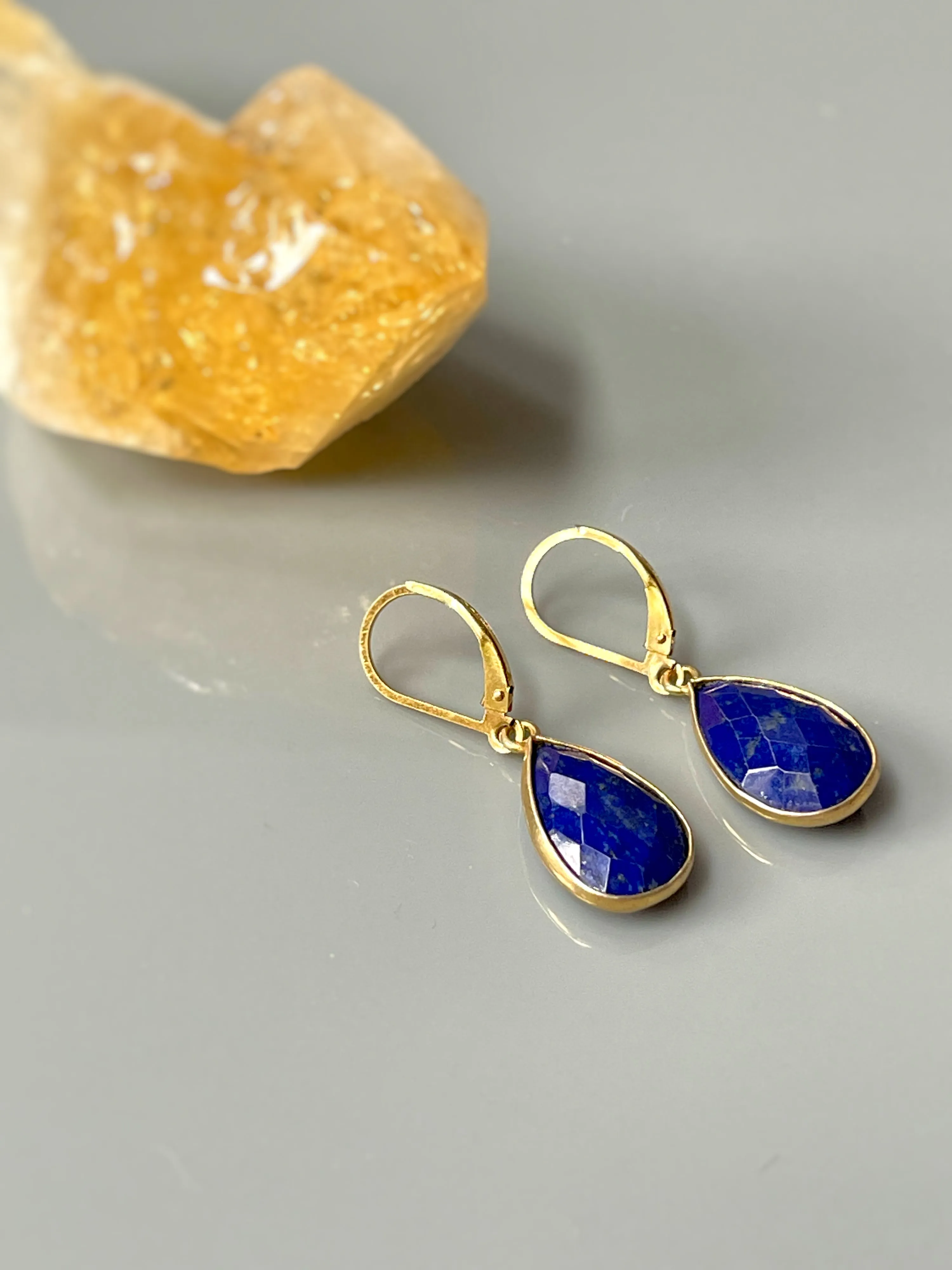 Gold Lapis Earrings