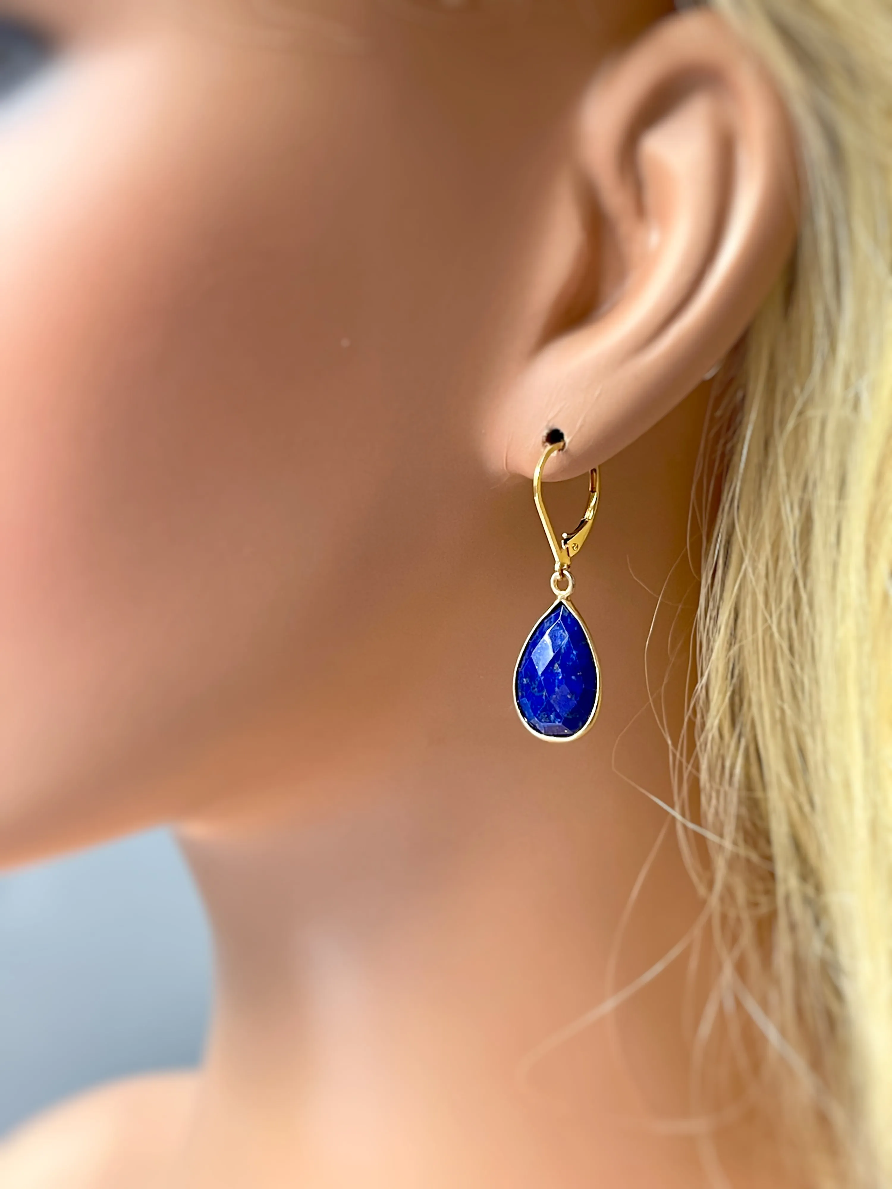 Gold Lapis Earrings