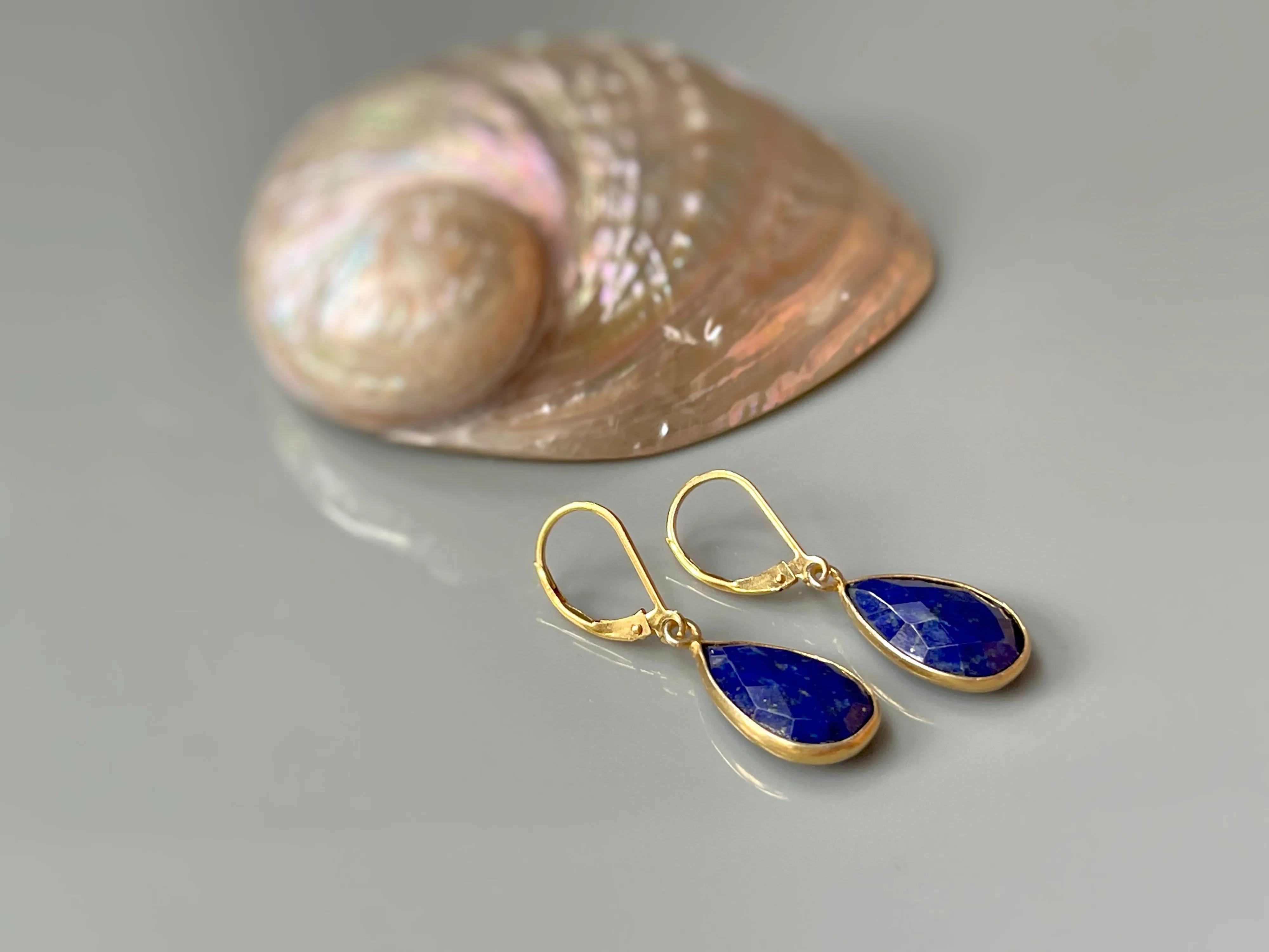 Gold Lapis Earrings