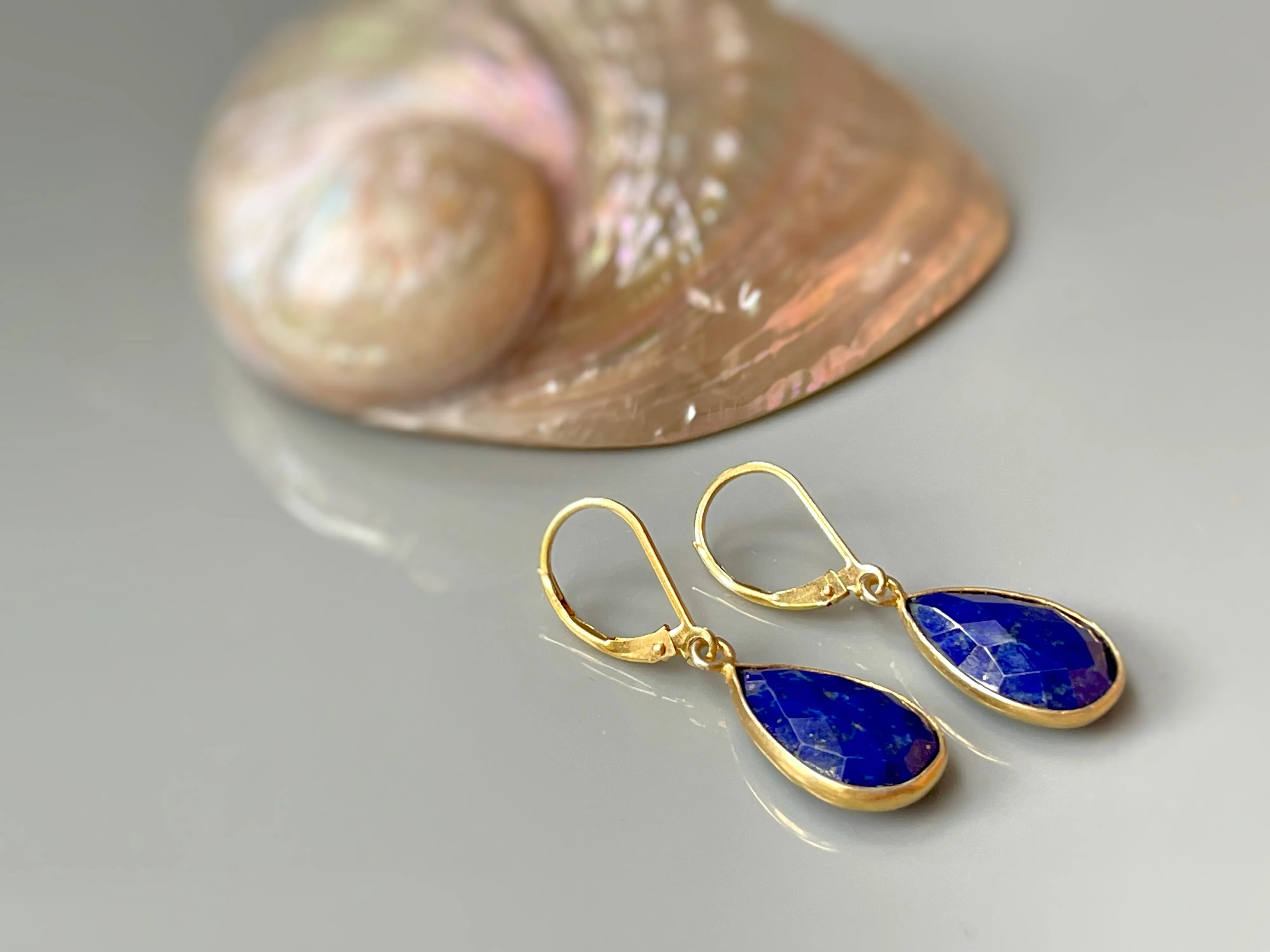 Gold Lapis Earrings