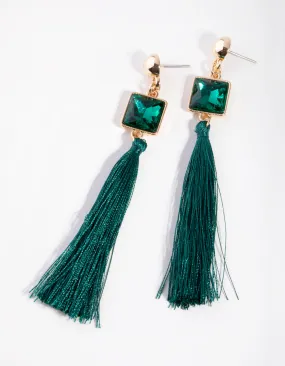 Gold Long Tassel Drop Earrings