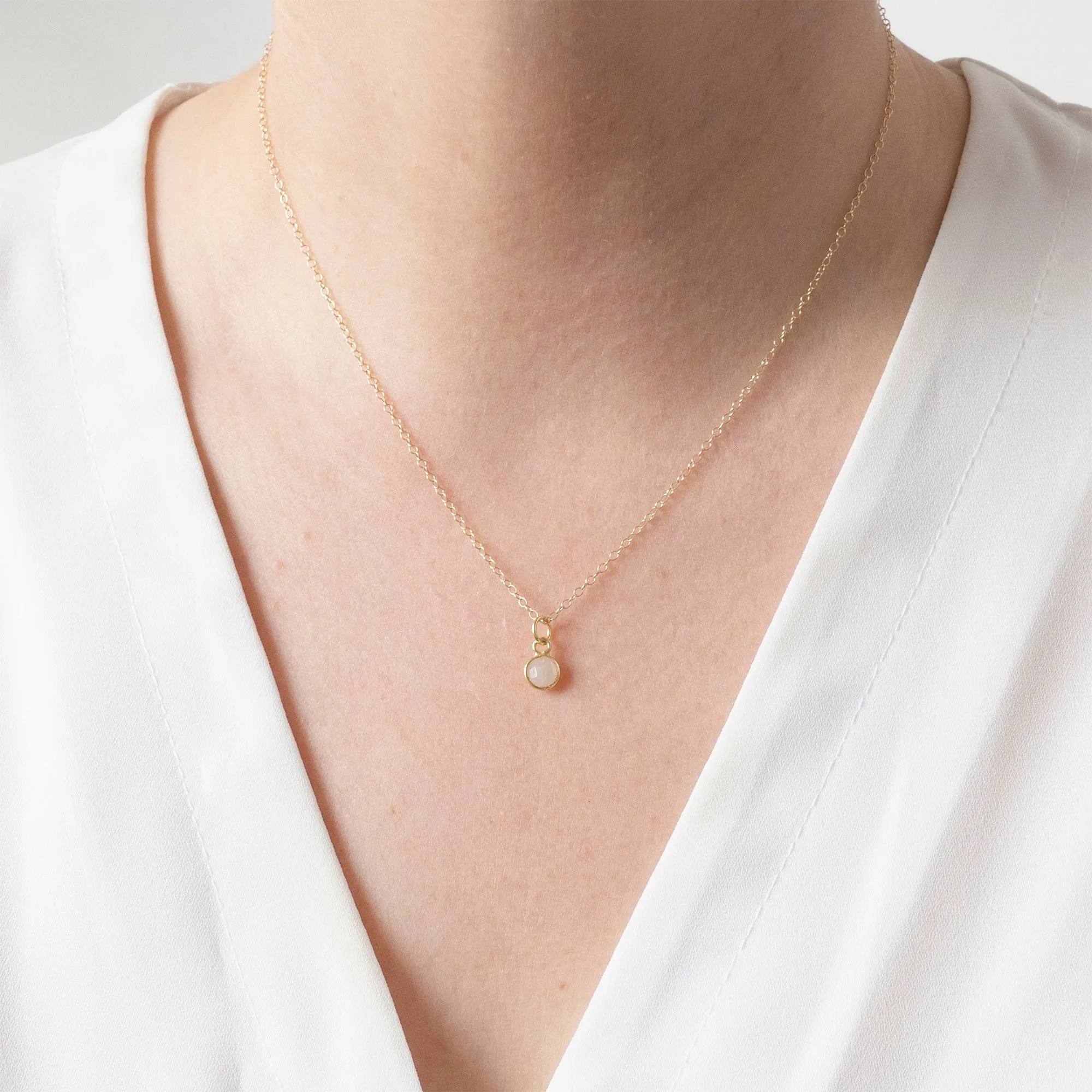 Gold Moonstone June Birthstone Necklace