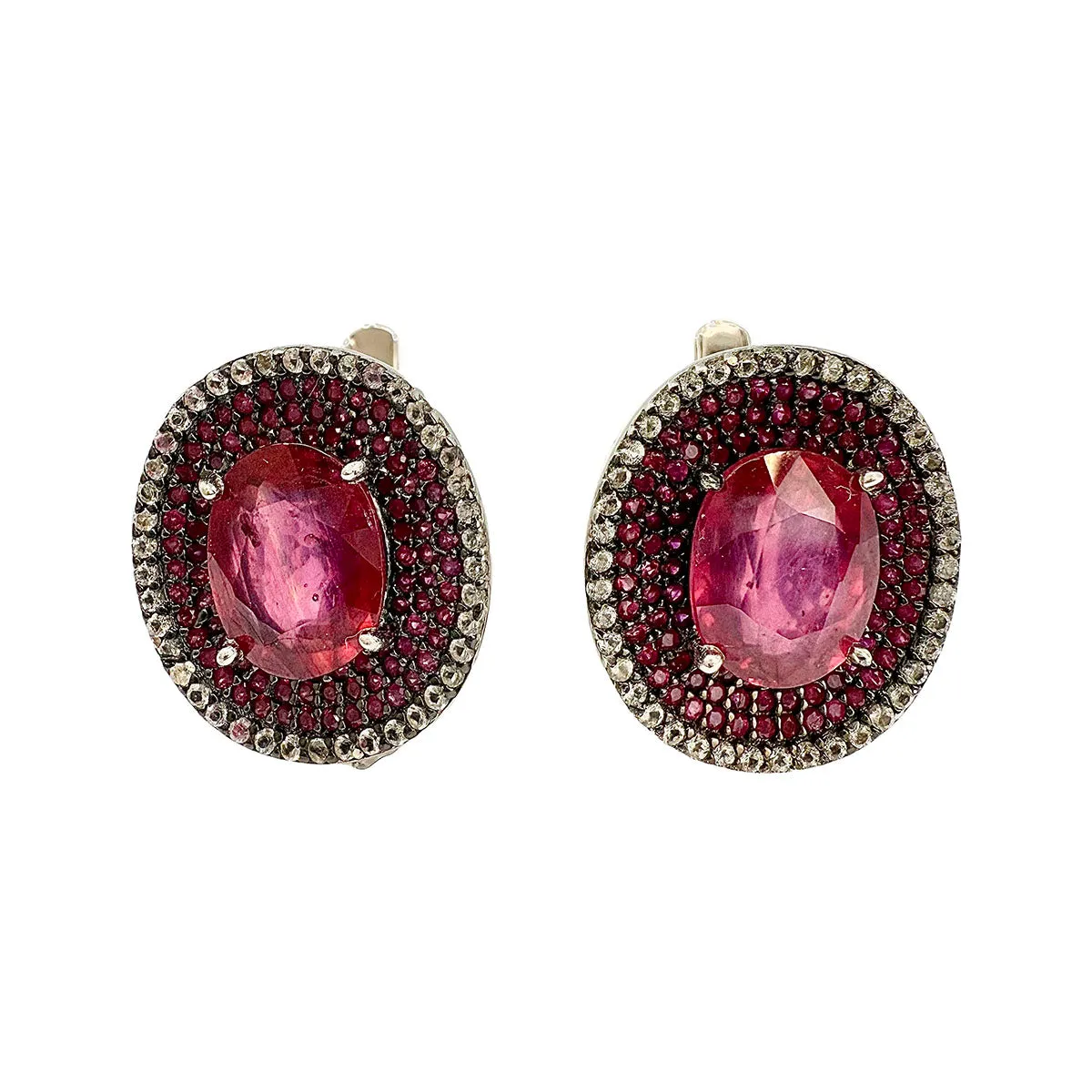 Gold Plated Earrings with Ruby and White Sapphire