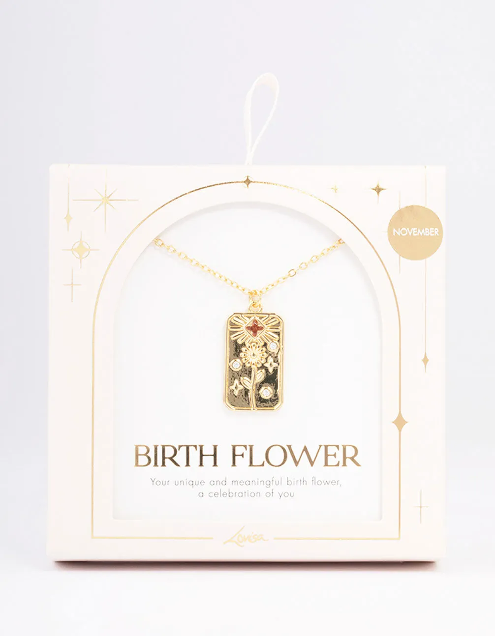 Gold Plated November Birth Month Flower Pendant Necklace