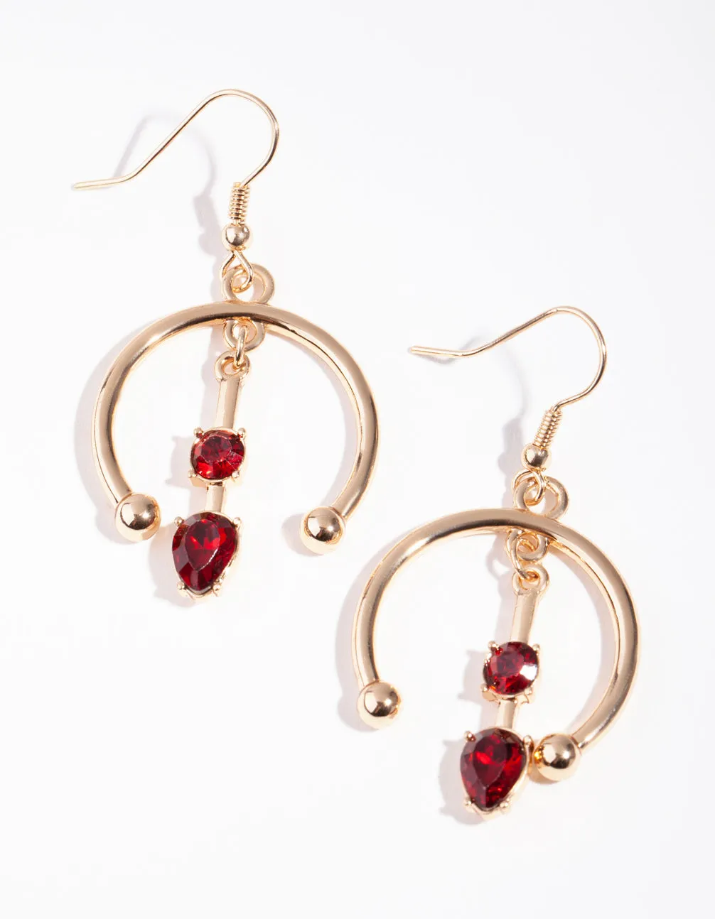 Gold Semi Circle Drop Earrings