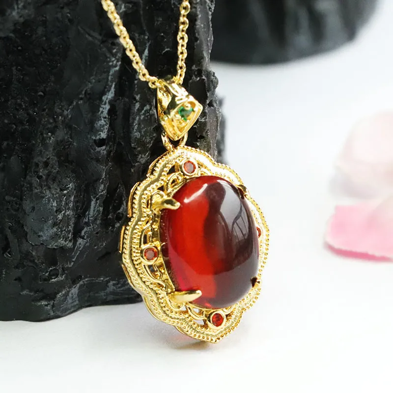 Golden Honey Amber Pendant with Sterling Silver Chain