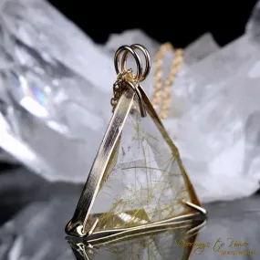 Golden Rutilated Quartz Vogel Star of David Pendant 14k Ultra Rare