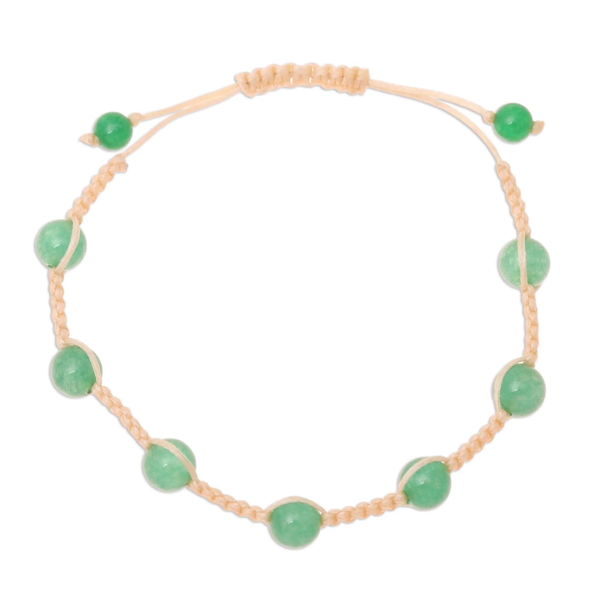 Green Quartz Beaded Macrame Bracelet from India - Green Attraction | NOVICA