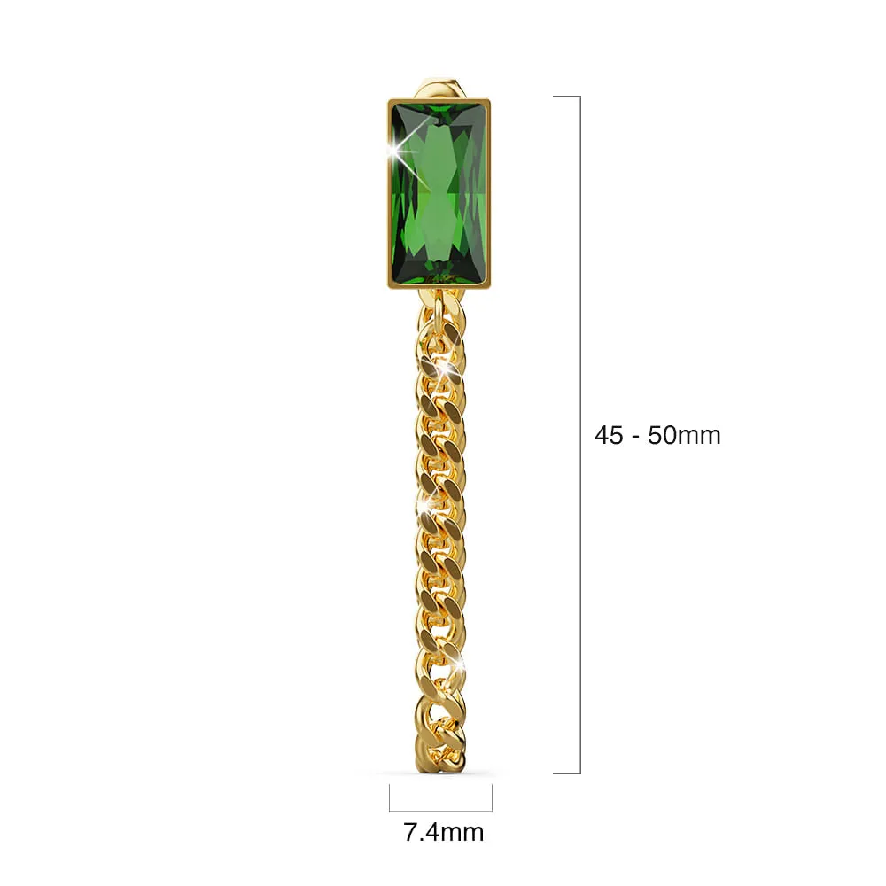 Green Zirconia Dangly Stud Earrings - 45mm