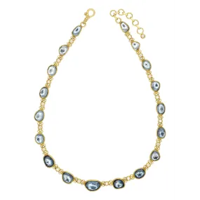 Gurhan One-of-a-Kind 24K Yellow Gold Rose Cut London Blue Topaz and Round Bezel Set Necklace with 22K Lobster Clasp