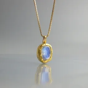 Hammered Rainbow Moonstone Necklace