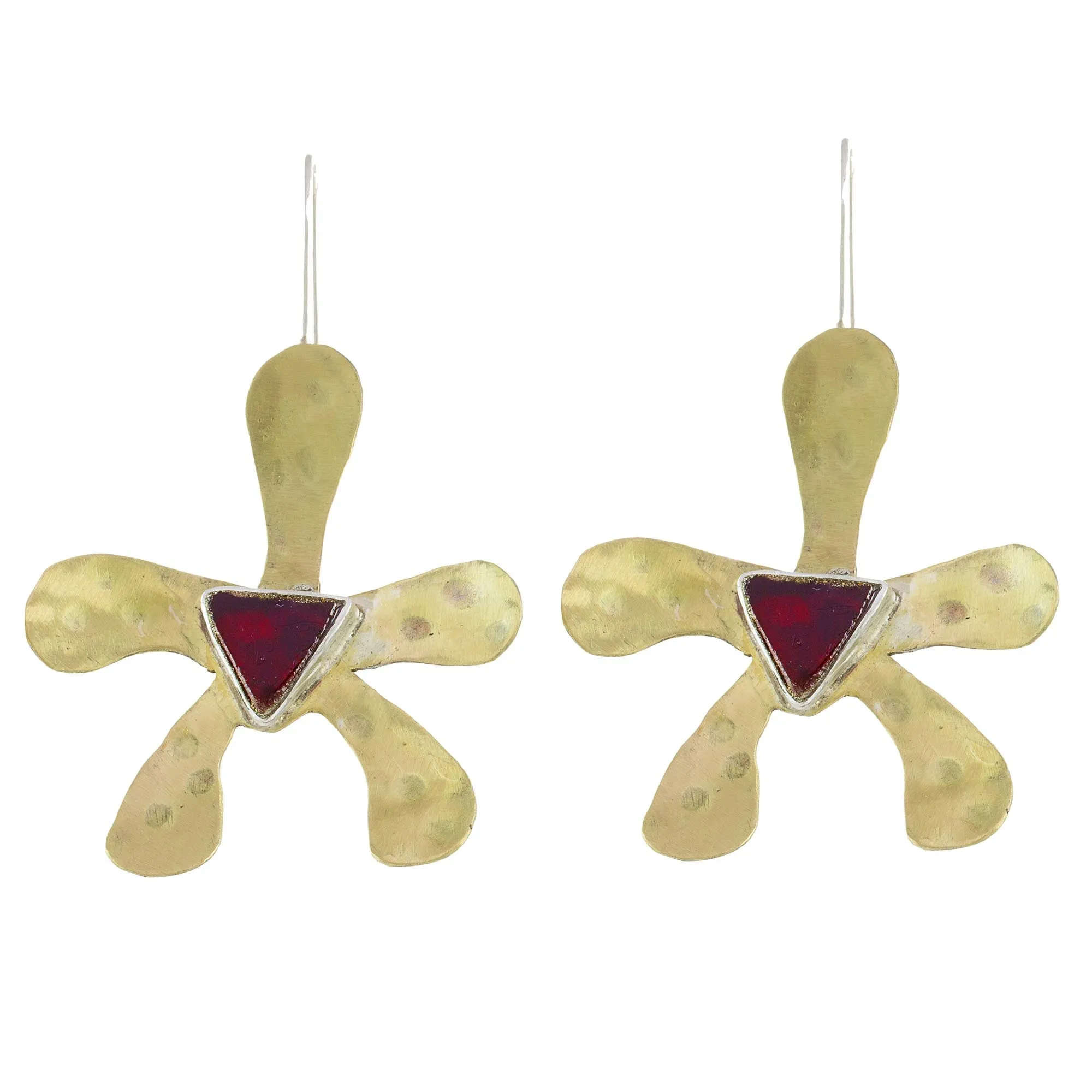 Handcrafted Hammered Brass Spider Orchid Drop Earrings - Spider Orchid | NOVICA