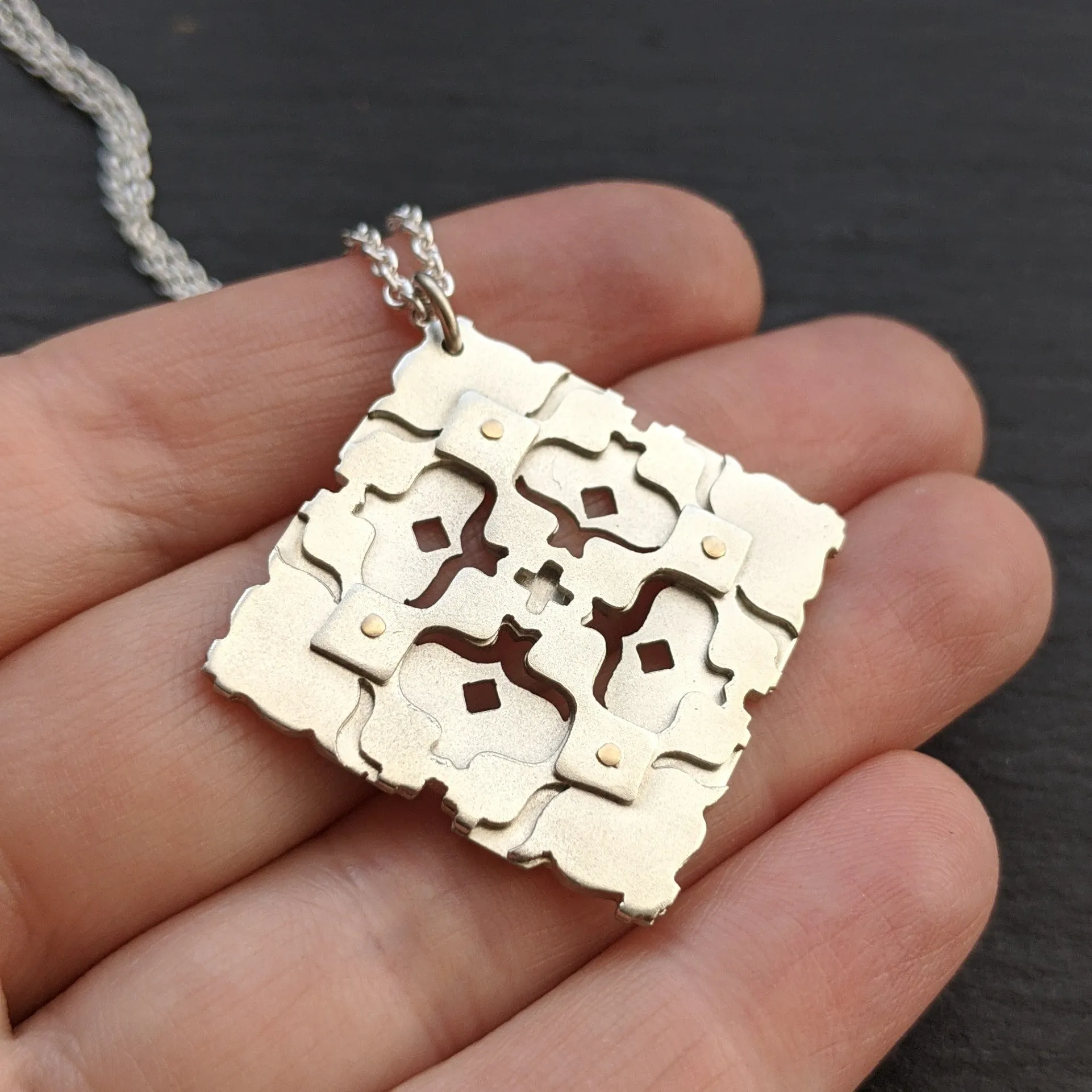 Handcut Geometric pendant - small