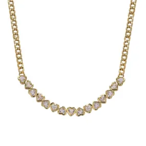 Heart With Cuban Link Chain Necklace