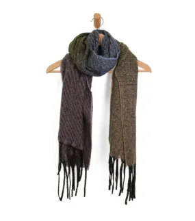 Heather Slant Stripe Fringe Scarf