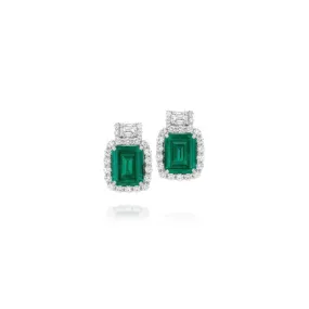 High Jewellery Collection Emerald Cut Diamond Halo Earrings | Platinum