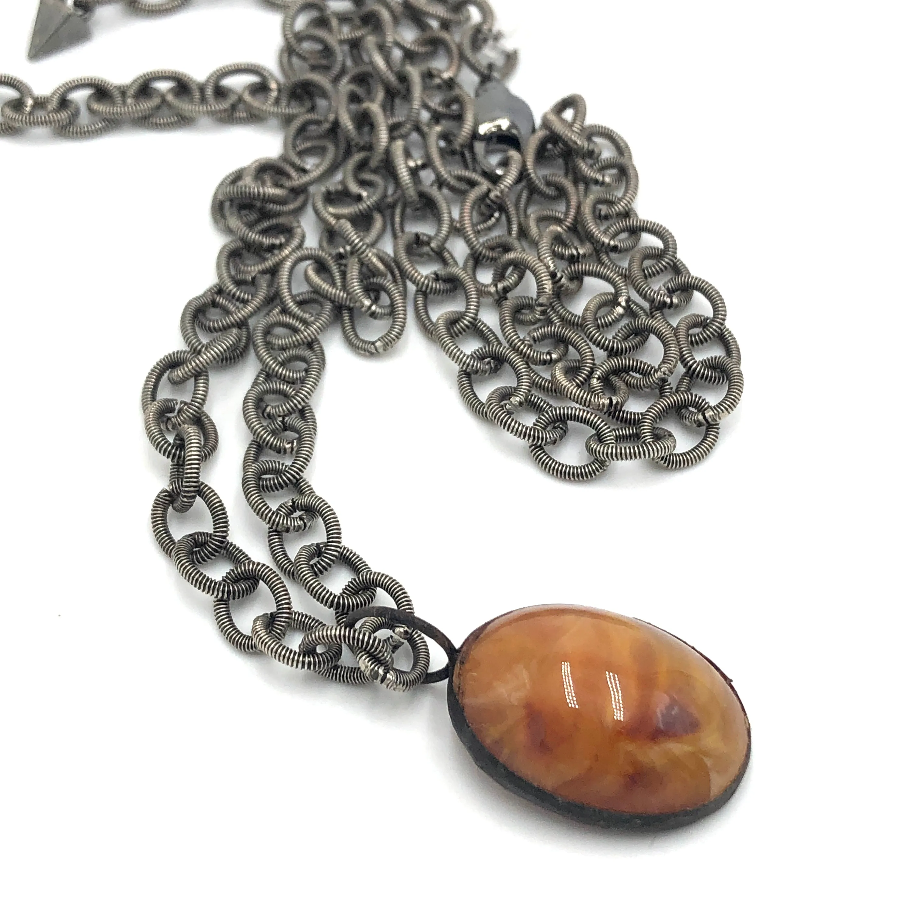 Honey Amber 'Gemz' & Guitar String Layering Necklace