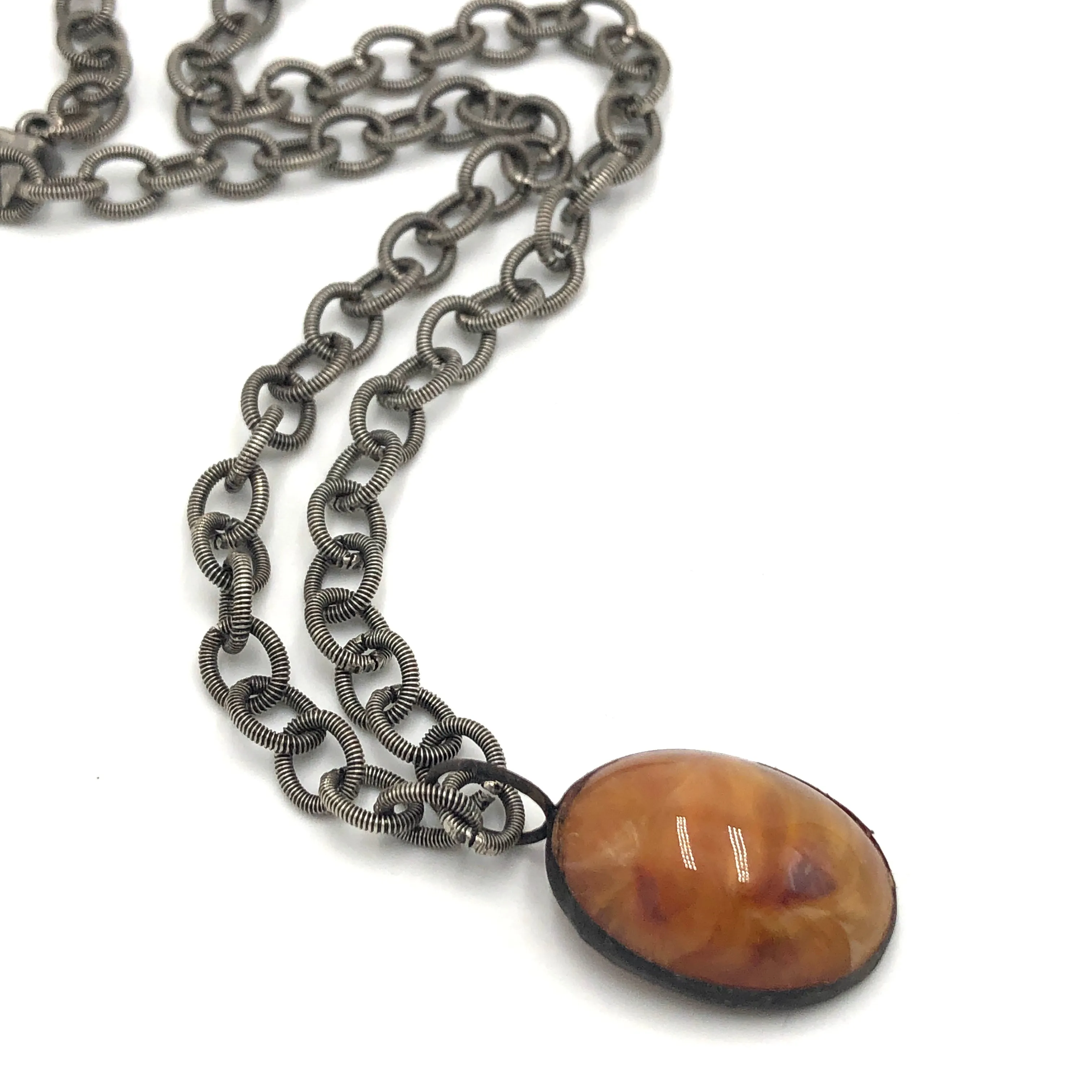 Honey Amber 'Gemz' & Guitar String Layering Necklace