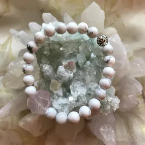 Howlite with Rose Quartz Chunk Genuine Crystal Bracelet