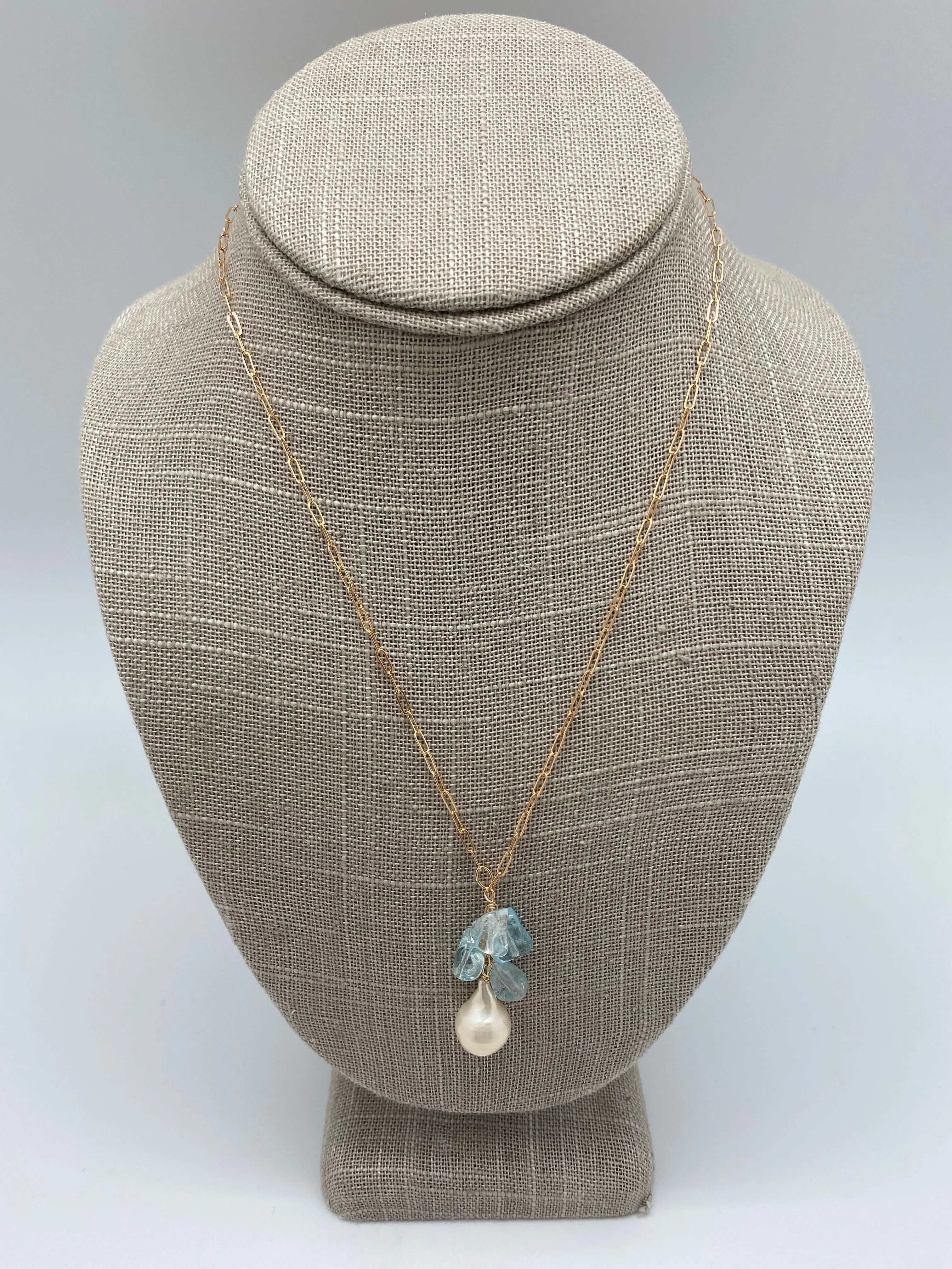 Ida necklace - gold/aquamarine