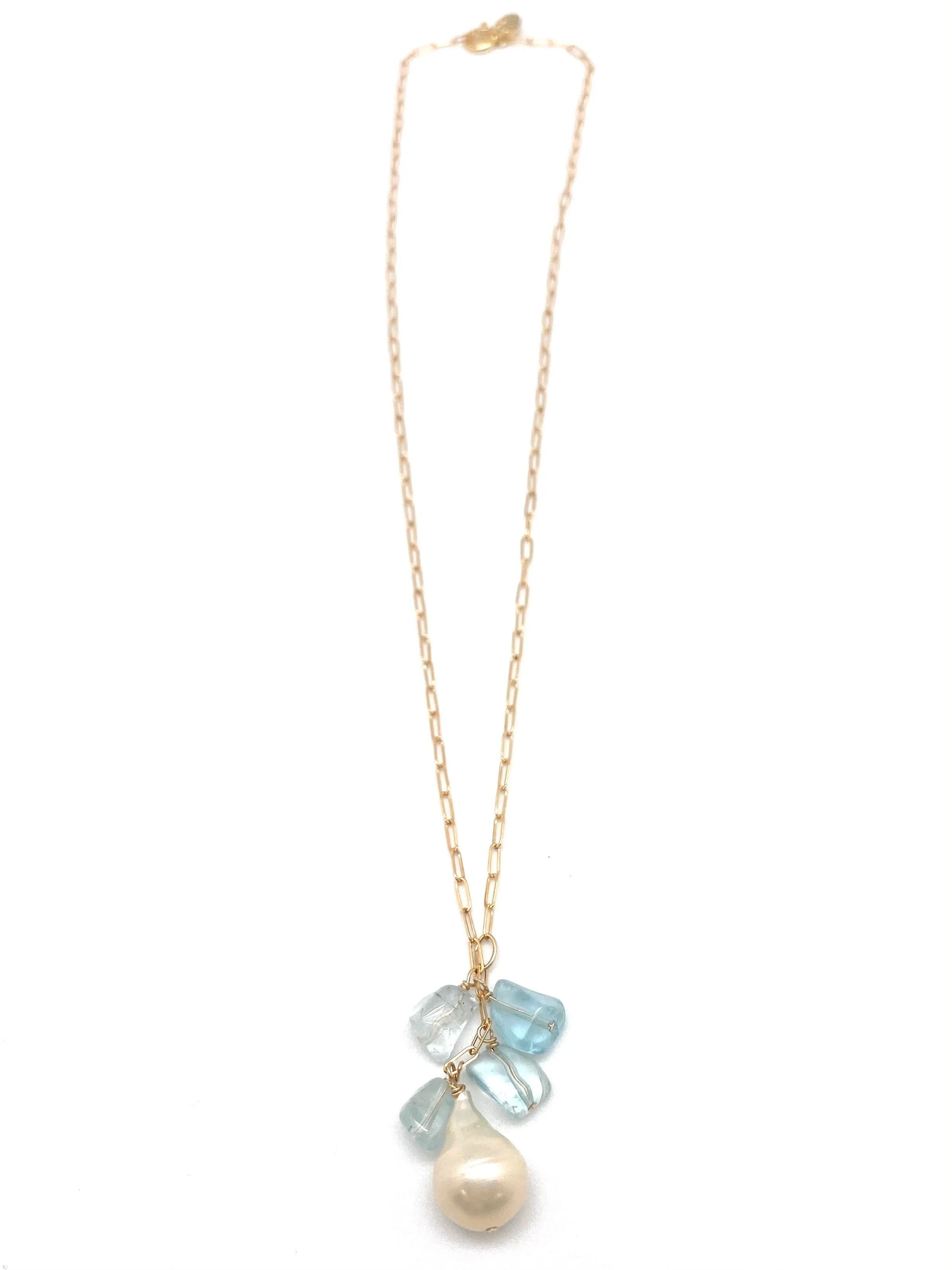 Ida necklace - gold/aquamarine